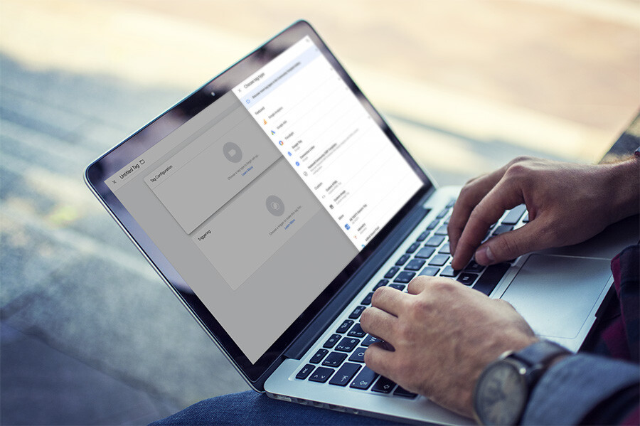 Google Tag Manager on laptop screen